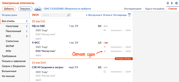 Что значит отчет отправлен но еще не считается сданным