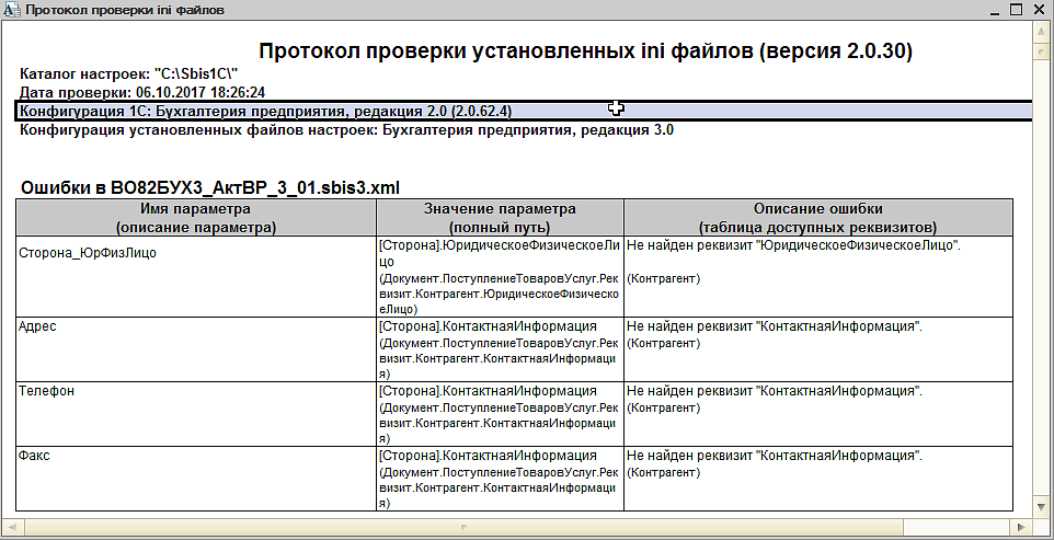 Не совпадают номера сборки файлов сбис